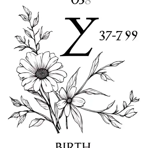 roman numerals 03 27 1998 date of birth flowers bouquet tattoo design idea
