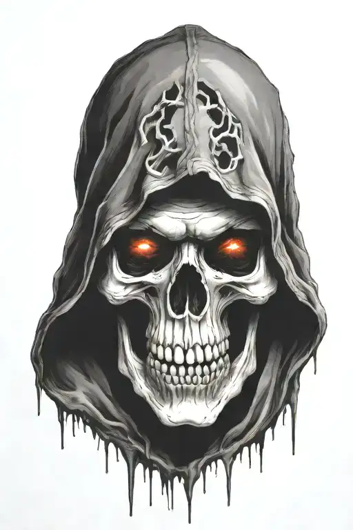 hooded skull tattoo design idea
