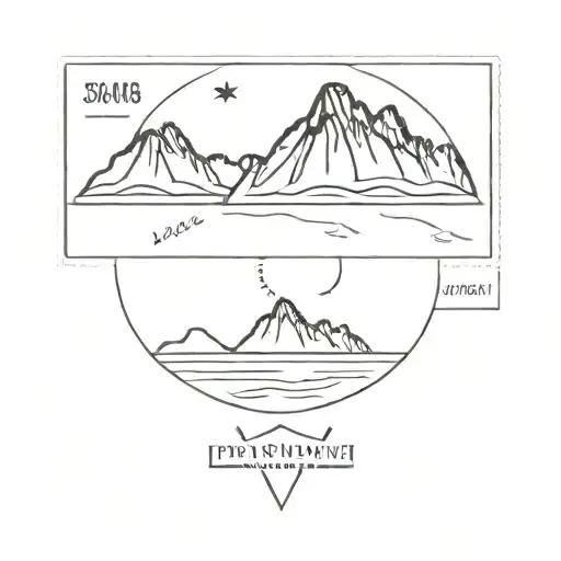 mountain range of vancouver postal stamp tattoo design idea