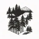 pine trees Oregon outline tattoo tattoo design idea
