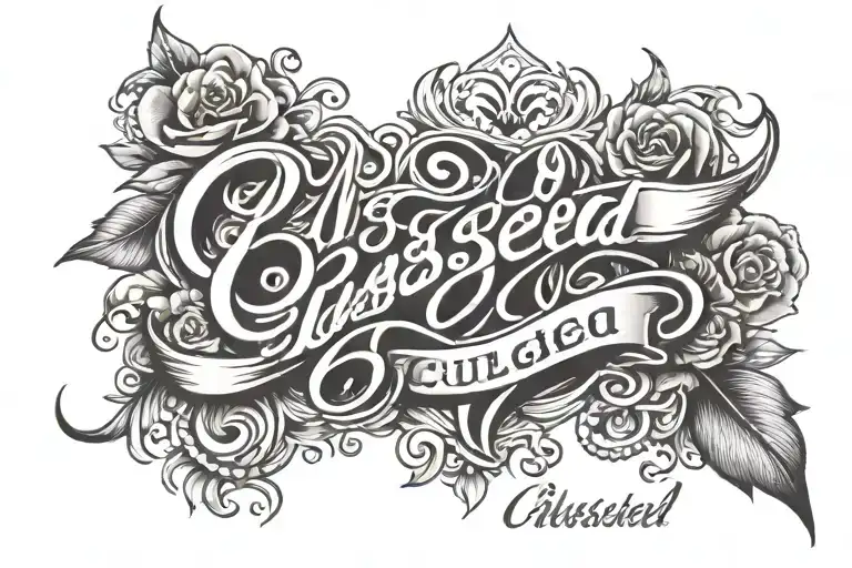 blessed in cursive tattoo with shading in back tattoo tattoo design idea