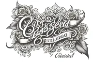 blessed in cursive tattoo with shading in back tattoo tattoo design idea