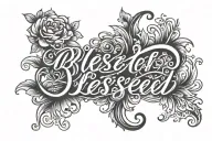 blessed in cursive tattoo with shading in back tattoo tattoo design idea