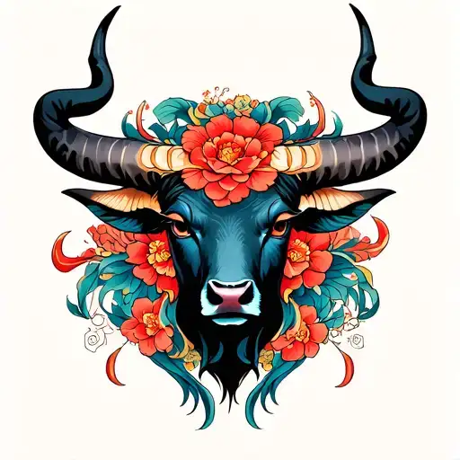 taurus zodiac sign intertwined tattoo design idea