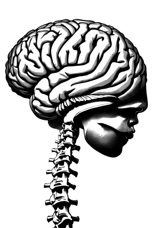 Brain nervous system spine tattoo design idea