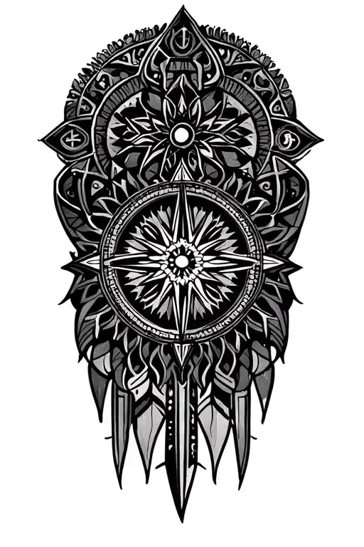 Mandala Compass tattoo design idea