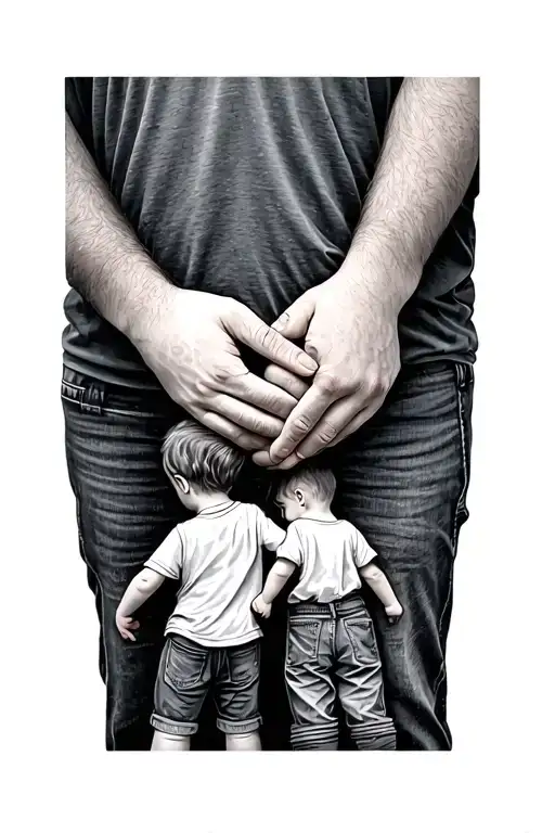 family holding hands tattoo design idea