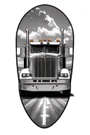 old kenworth semi truck with an old John deer tractor beside it  tattoo design idea