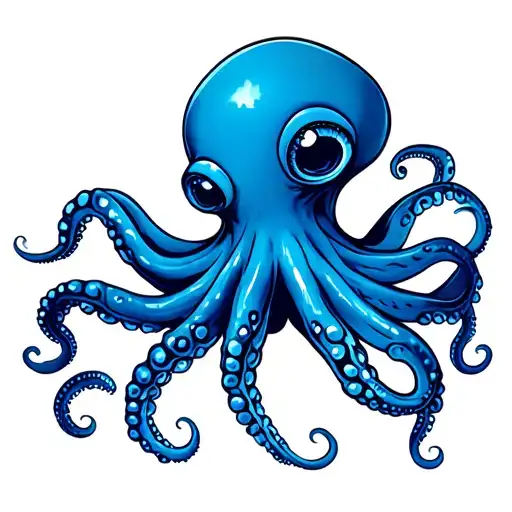 blue ring octopus holding tattoo design idea