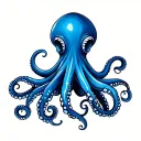 blue ring octopus holding tattoo design idea