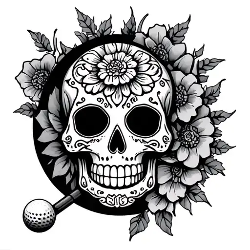 Sugar Skull disc golf tattoo design idea