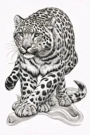 snow leopard walking tattoo design idea