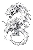 two dragons intertwined tattoo design idea