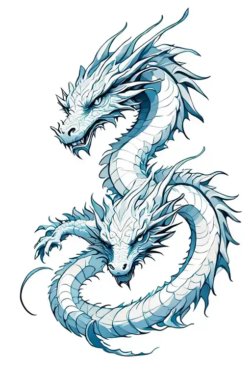 two dragons intertwined tattoo design idea