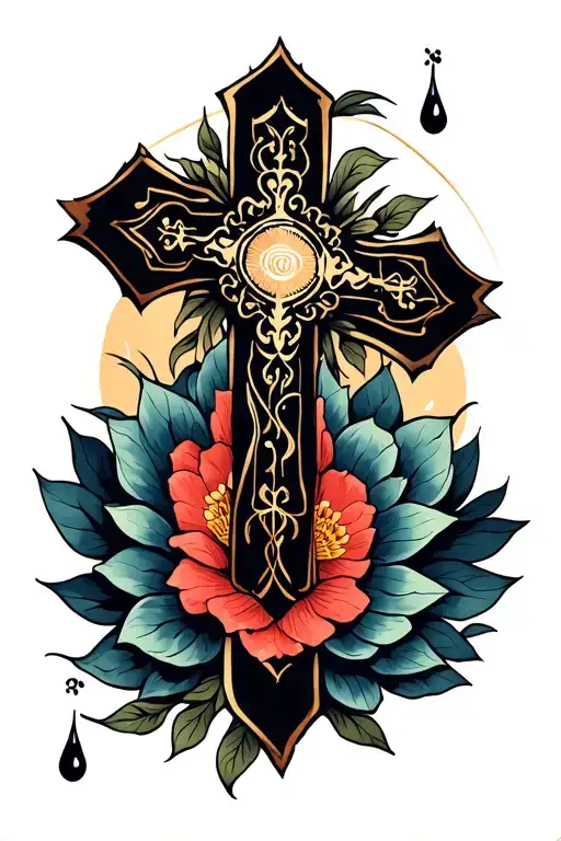 religious cross with drop shading  tattoo design idea