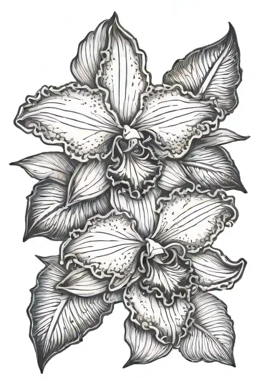 cattleya flower surrounded tattoo design idea
