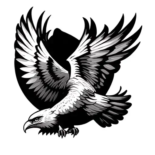 aztec eagle flying tattoo design idea