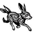 rabbit running from wolf tattoo design idea