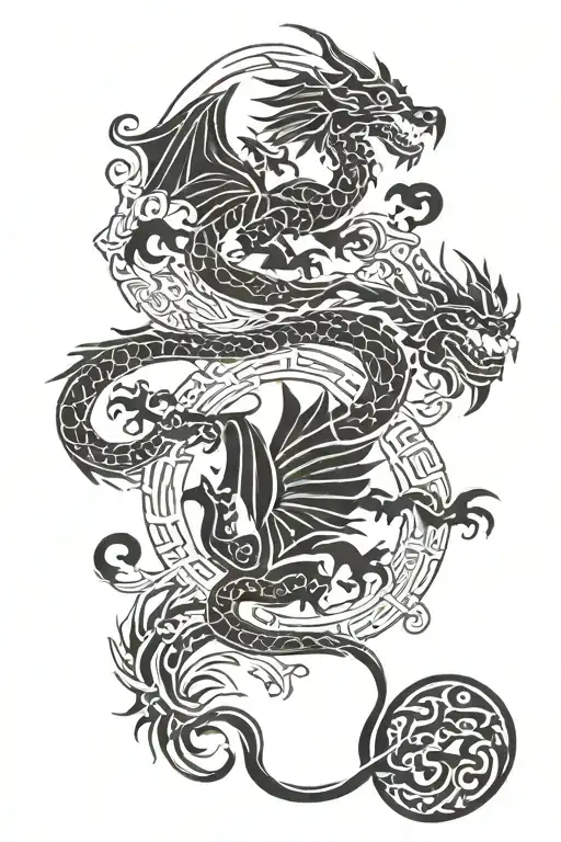 maltese flag and dragon wrapped tattoo design idea