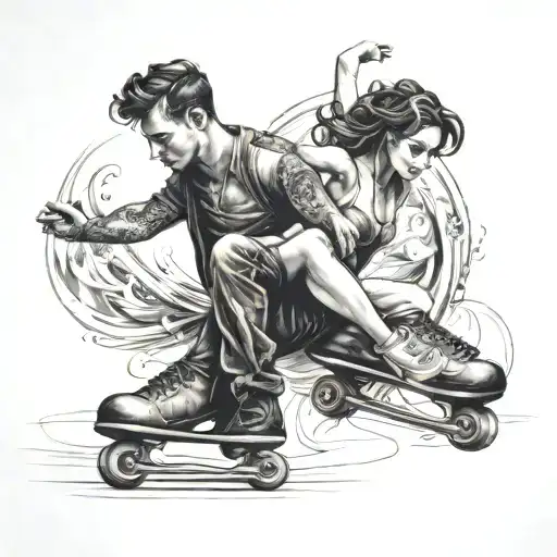 dance couple, 15 years, İce skate tattoo design idea