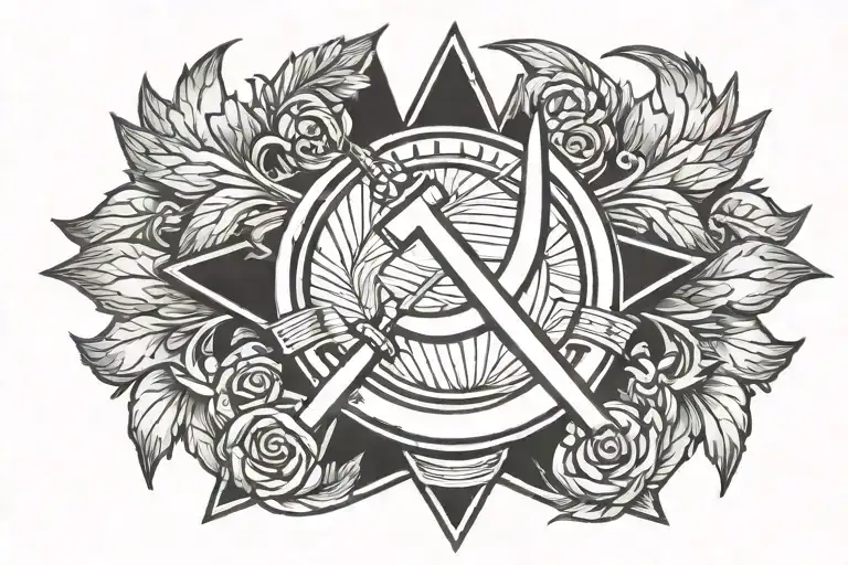 hammer and sickle in a military theme tattoo design idea