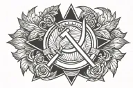 hammer and sickle in a military theme tattoo design idea