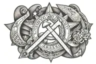 hammer and sickle in a military theme tattoo design idea