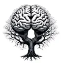 Brain Tumor with neuron and tree  tattoo design idea