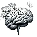 Brain Tumor with neuron and tree  tattoo design idea