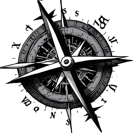 broken compass tattoo design idea