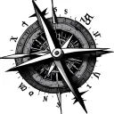 broken compass tattoo design idea