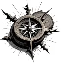 broken compass tattoo design idea