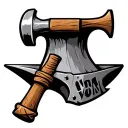 "Iron worker with hammer, anvil" anvil adorned with Viking symbols tattoo design idea