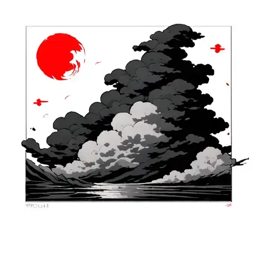 red akatsuki cloud tattoo design idea