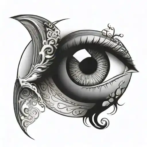 realistic eye with yin yang symbol tattoo design idea