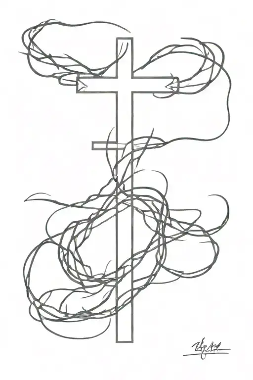 three crosses with crown of thorns tattoo design idea