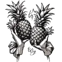 two pineapple holding hands tattoo design idea
