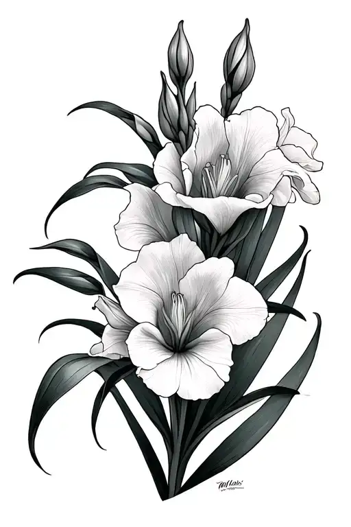 Fine Line Gladiolus tattoo design idea