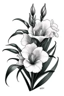 Fine Line Gladiolus tattoo design idea