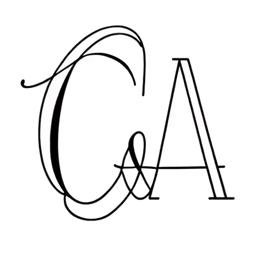 initals C and A minimalist tattoo connect the letters in cursive tattoo design idea
