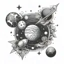 A celestial-themed tattoo representing the birth of your son, incorporating stars and planets tattoo design idea