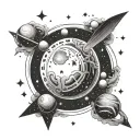 A celestial-themed tattoo representing the birth of your son, incorporating stars and planets tattoo design idea