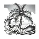Palm Tree With Wave tattoo design idea