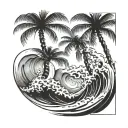 Palm Tree With Wave tattoo design idea