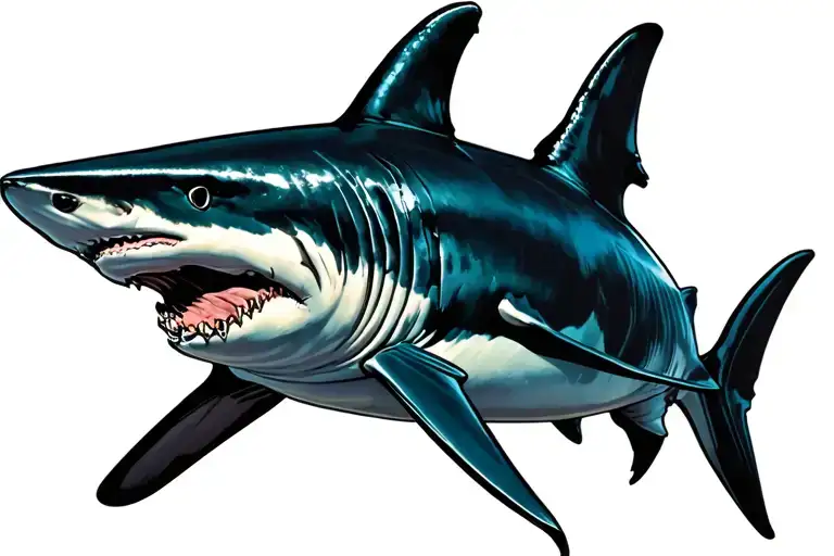 Motionless mako shark from the side view tattoo design idea