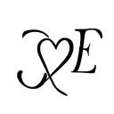 letters J "heart" E cursive font tattoo design idea