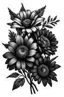 July and august birth flower bouquet tattoo design idea