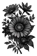 July and august birth flower bouquet tattoo design idea