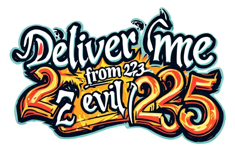 phrase that says "Deliver me 22 from 23 evil 25" tattoo design idea