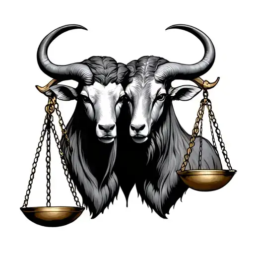 libra scales holding Aries and Taurus tattoo design idea